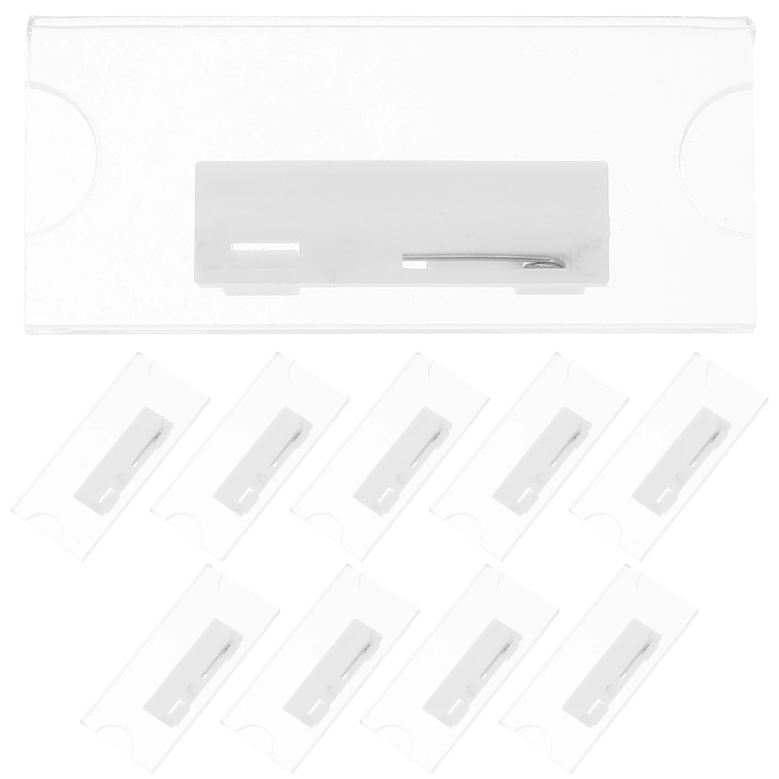 

10 Pcs Acrylic Insert Card Badge Name Tag Holder Transparent Identity Cards Holders for Students Office Hotel Uniform
