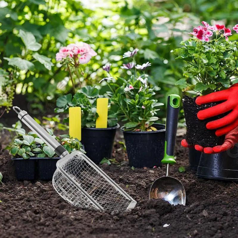 

Sand Sifter 4 Pieces Soil Sifter For Gardening Stainless Steel Tool Space Saving Design For Rock Sand Beach Potting Lawn Garden
