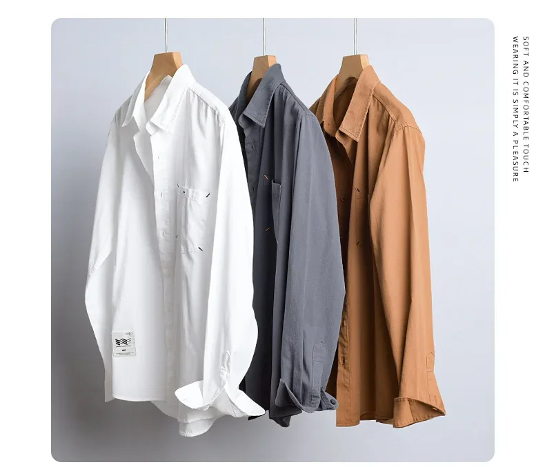 

Spring Summer 2025 New Men's Shirts Daily Casual Long Sleeve Shirts Man 100% Cotton Button Up Shirt Japanese Fashion Clothing