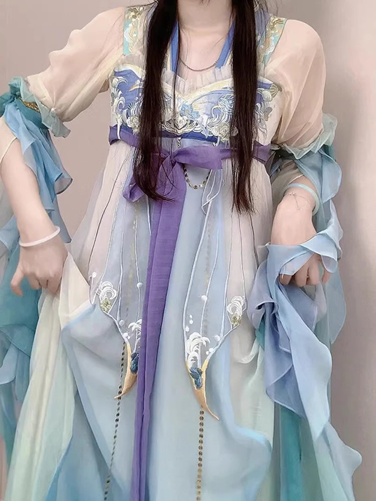 

Embroidered National Style Dress Female Han Costume Long Spring and Summer