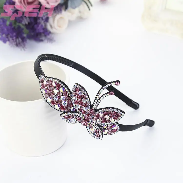 Diamond butterfly women's hair hoop lovely lady multi style head hoop wash face hair headdress manufacturer wholesale