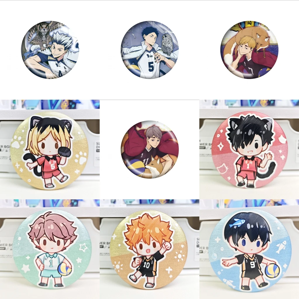 Anime Haikyuu!! Bokuto Kōtarō Akaashi Keiji Miya Atsumu Osamu Cosplay disfraz insignia Pin SPTE broche de hojalata Prop regalo de Navidad