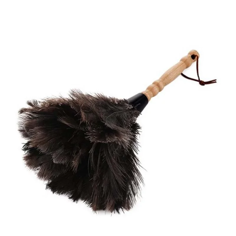 Anti-Static Ostrich Feather Fur Brush Duster Dust Cleaning Tool Car Dust Brush Wooden Handle Home Cleaning Tools