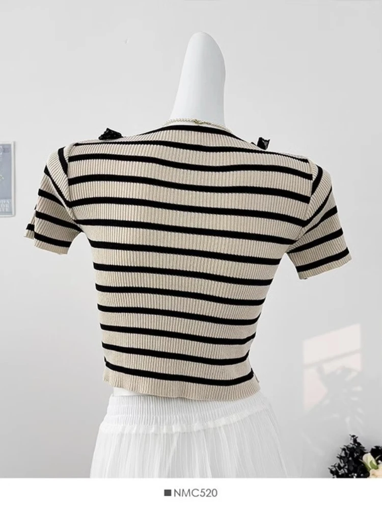 ฤดูใบไม้ผลิฤดูใบไม้ร่วงเกาหลีแฟชั่นเสื้อกันหนาวผู้หญิงเสื้อแขนสั้นดึง Femme Casual Slim หญิง Pullover ถักเสื้อผ้า 2025