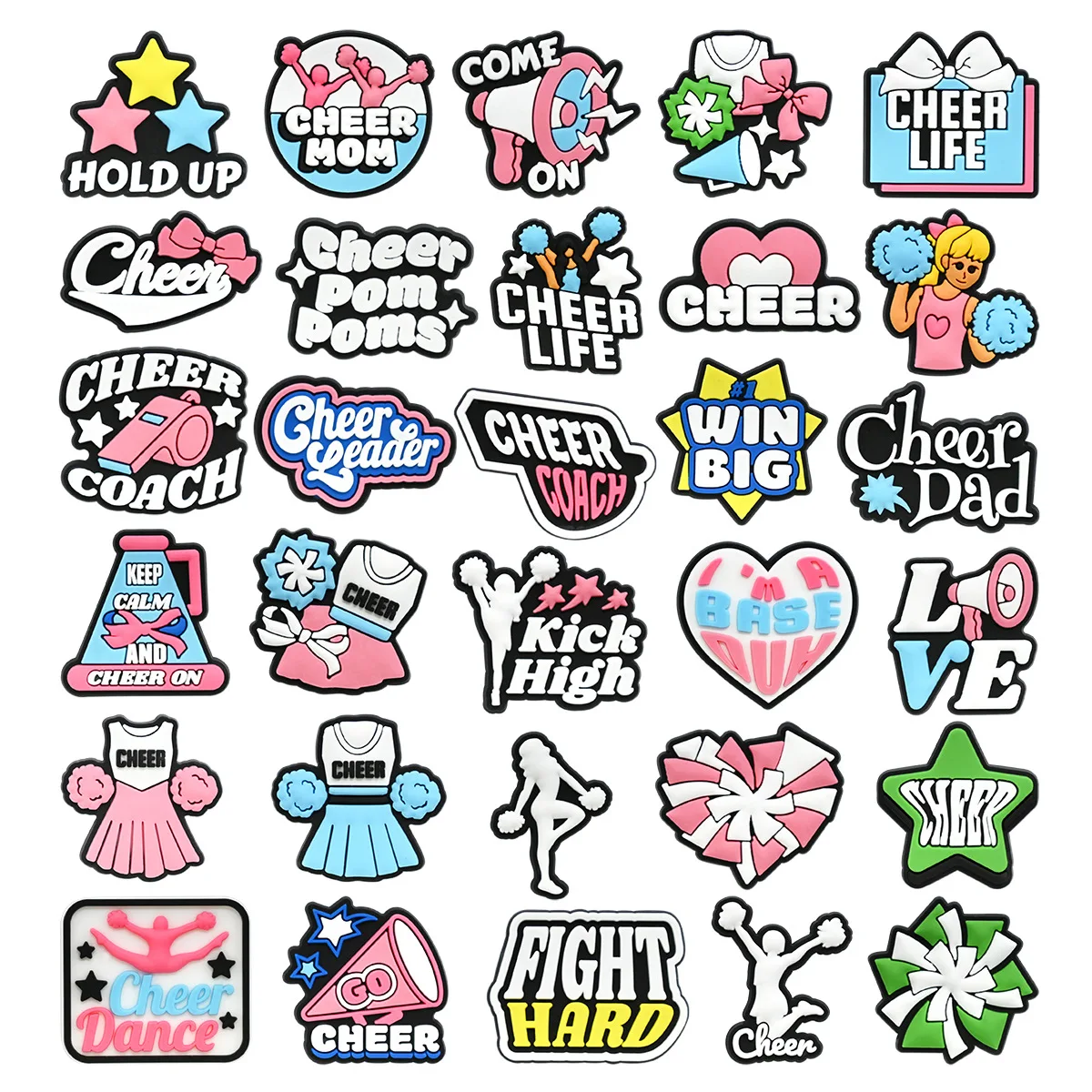 30pcs New Arrival Cute Cheerleader Girl PVC Shoe Charms DIY Removable Ornaments Footwear Decor For Clogs Perfect Gift