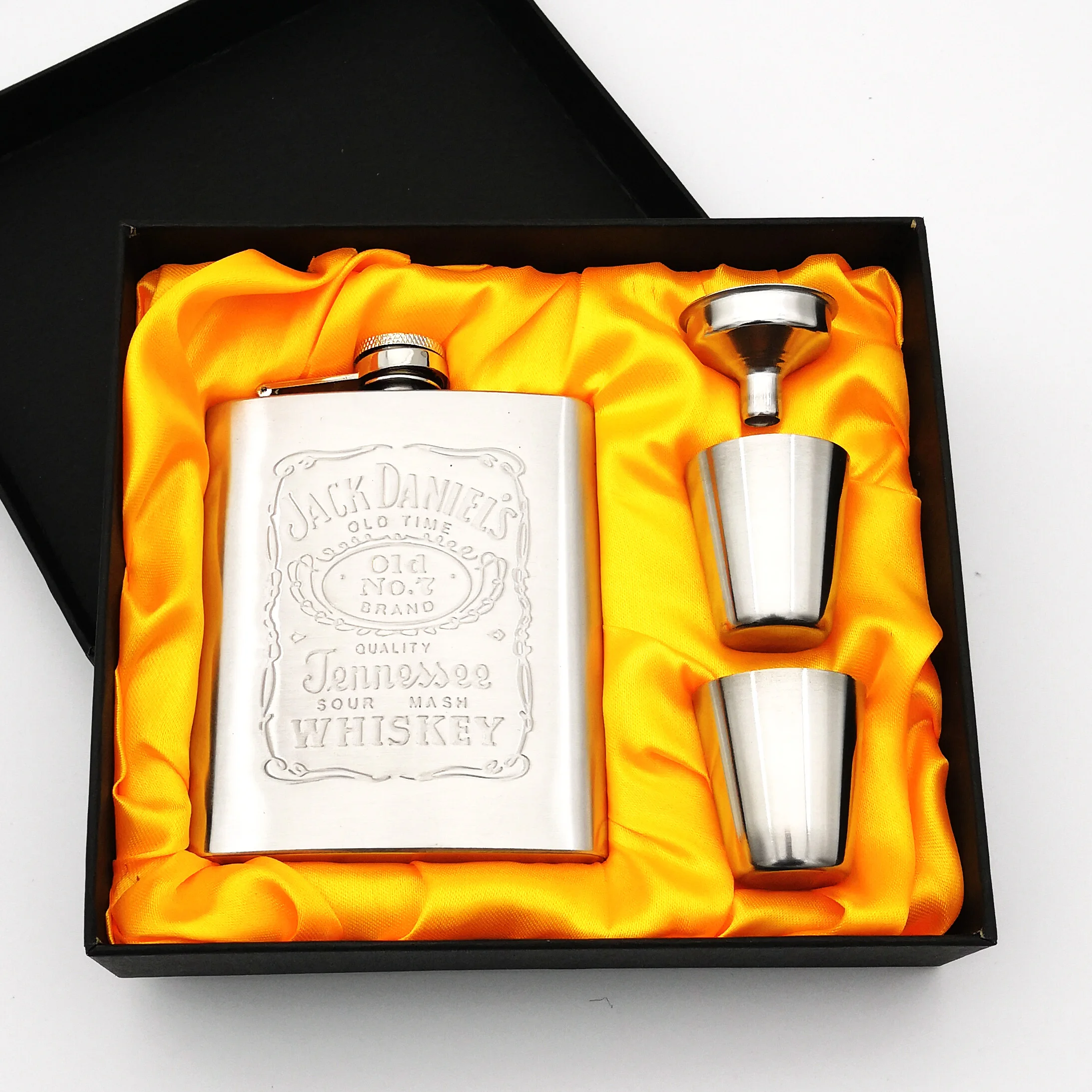 

Stainl Steel White Steel Water Bottle Portable Flat Wine Bottle for Outdoor Use Home User Gift Box Included