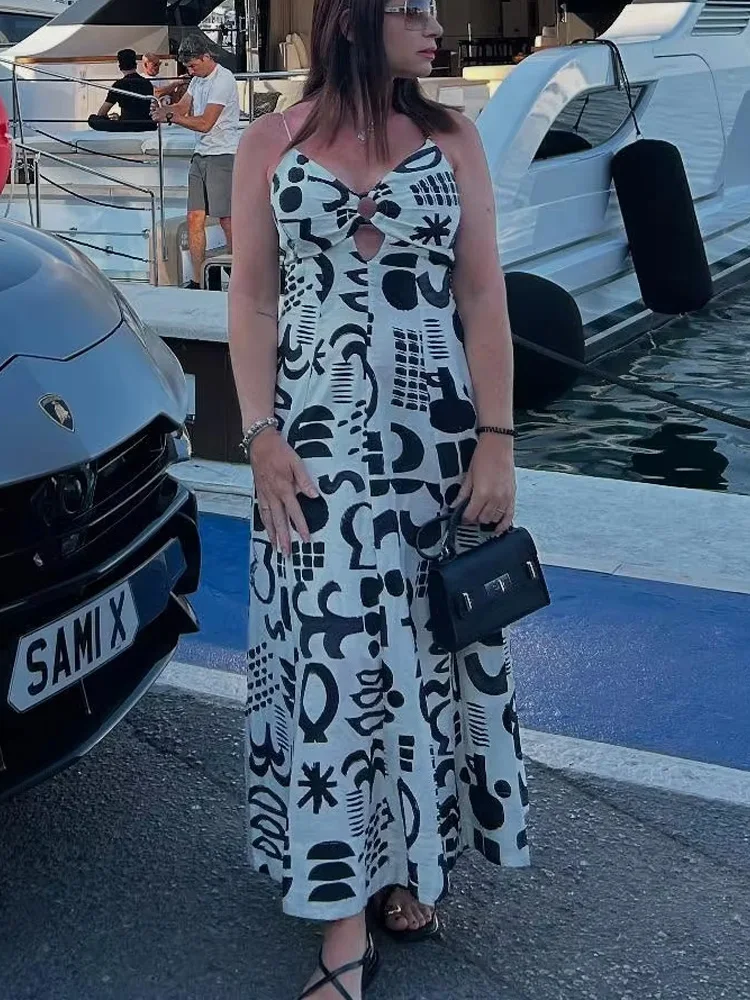 

HH женское летнее новое модное платье без рукавов с v-образным вырезом и принтом, женское элегантное сексуальное длинное платье на шнуровке с открытой спиной