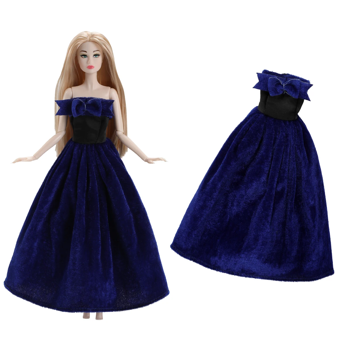 Elegant One-shoulder Velvet Evening Gown Small Fresh Style Floral Dress For 1/6 Babi Xianxian Supermodel Doll Dress Up Clothes