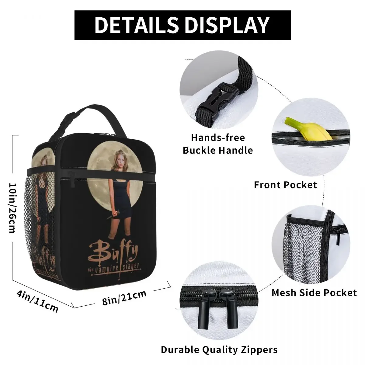 Buffy The Vampires Slayer Merch Insulated Lunch Bag For Picnic TV Show Food Container Reusable Cooler Thermal Lunch Box