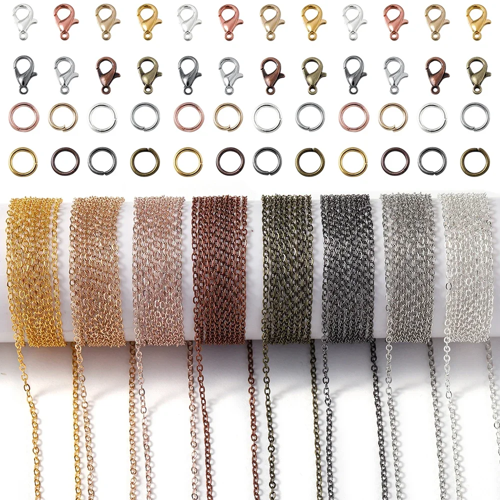 

3M Alloy Bulk Link Chain With Jump Rings Lobster Clasps Necklace Chains For DIY Jewelry Making Supplie Necklaces Accessories