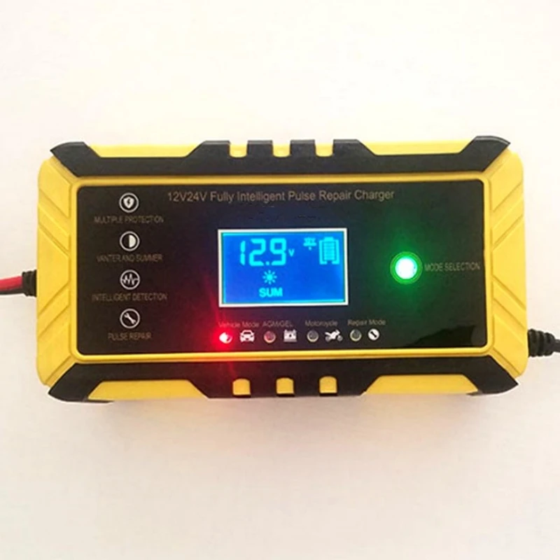 12V 8A 24V4A 110V-220V Touch Screen Pulse Repair LCD Battery Charger For Car Motorcycle Lead Acid Battery