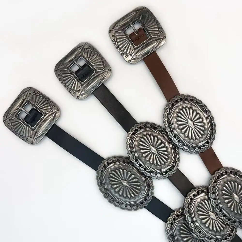 Y2K Metal Carved Belts Western Style Cowboy Vintage Bohemian Style Belts Exaggerated Ethnic Style Ethnic Style Waistband