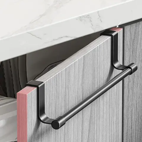 Porte-serviettes en fil métallique d'acier sur armoire, organisateur de rangement, porte de salle de bain, porte-serviettes suspendu, cintre de chiffon sans poinçon