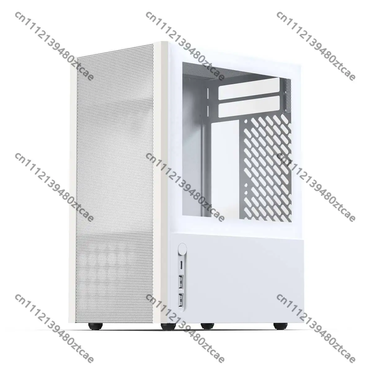 White Mesh ITX Desktop Chassis, SFX Plug-in Aluminum Alloy CNC Tower, Air-Cooled Portable Computer Case