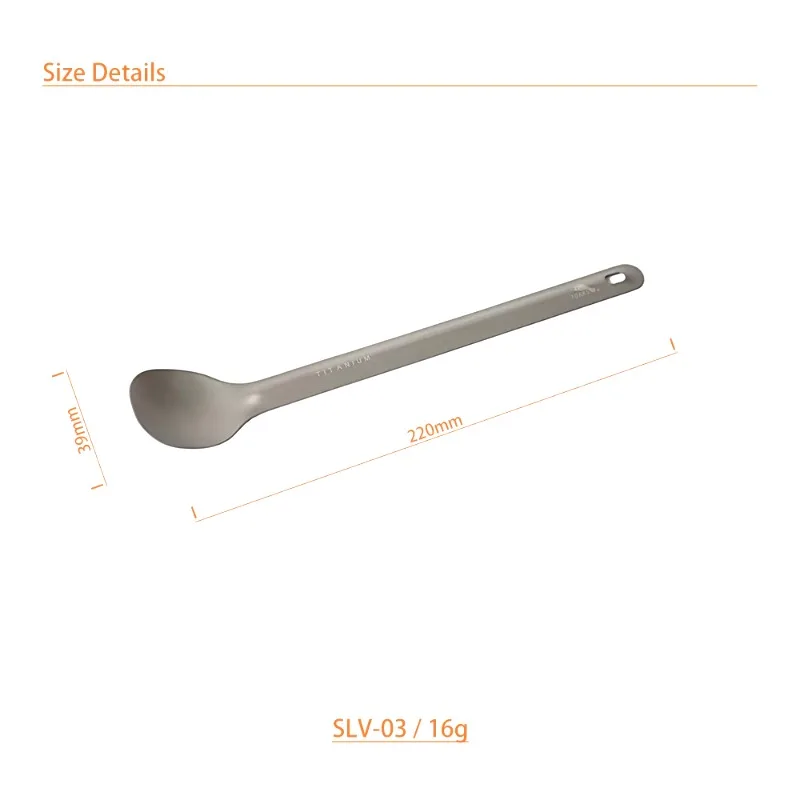 TOAKS Titanium Long Handle Spoon SLV-03 Outdoor Picnic Household Dual-Use Tableware 220mm 16g