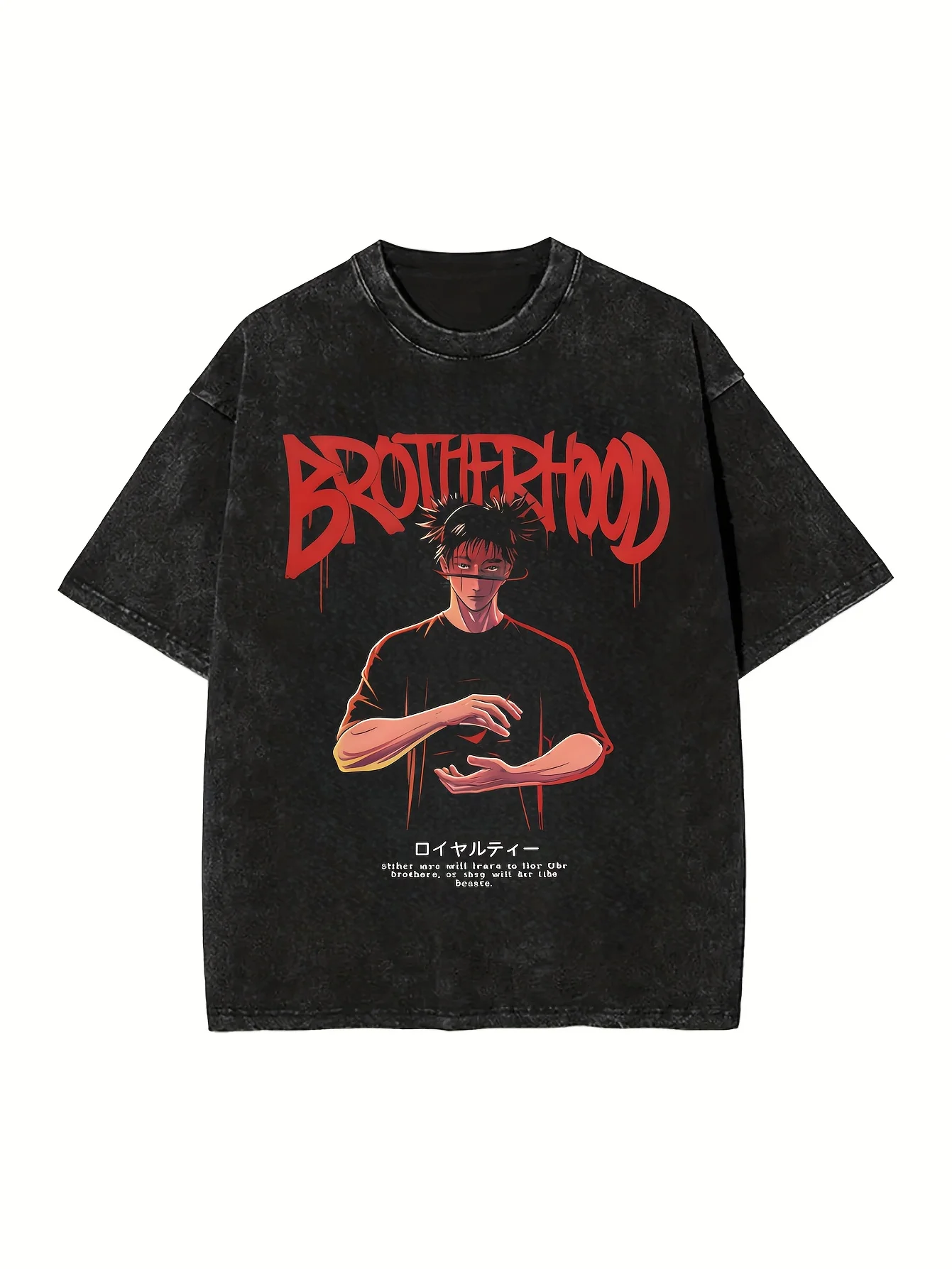 

Animation Printed Short-sleeved T-shirt for Men Women with The Same Loose Pullover Round Neck Top Cotton Washed Old T-shirt Tide