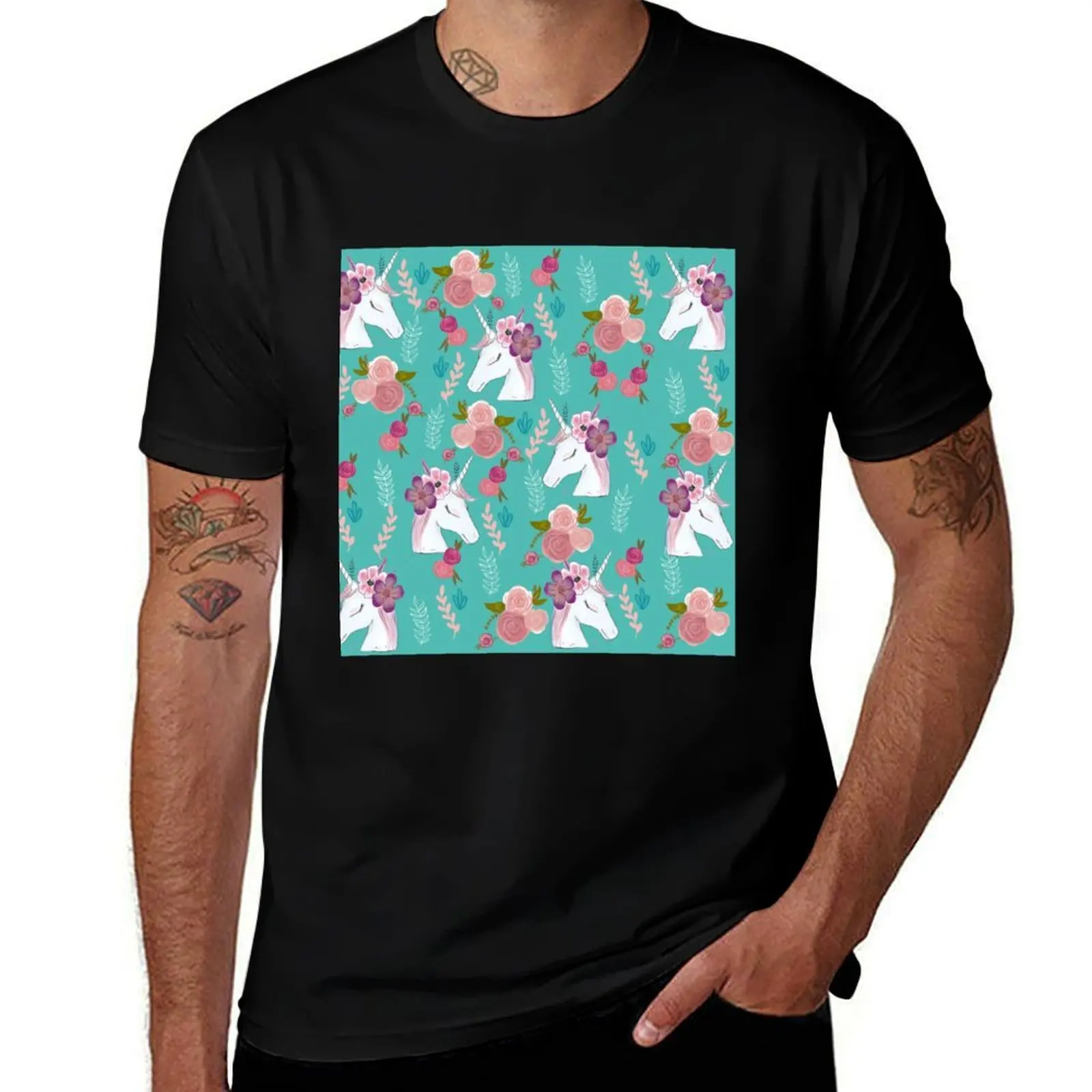 Turquoise unicorns T-Shirt Festival Short Sleeve T-Shirt
