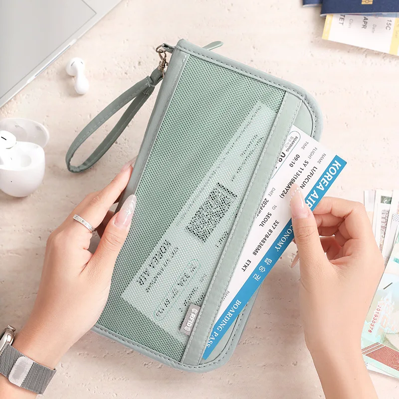 Portable Boarding Passport Bag Stylish and Large Capacity Handheld Travel Anti-Theft Card Swiping Bag