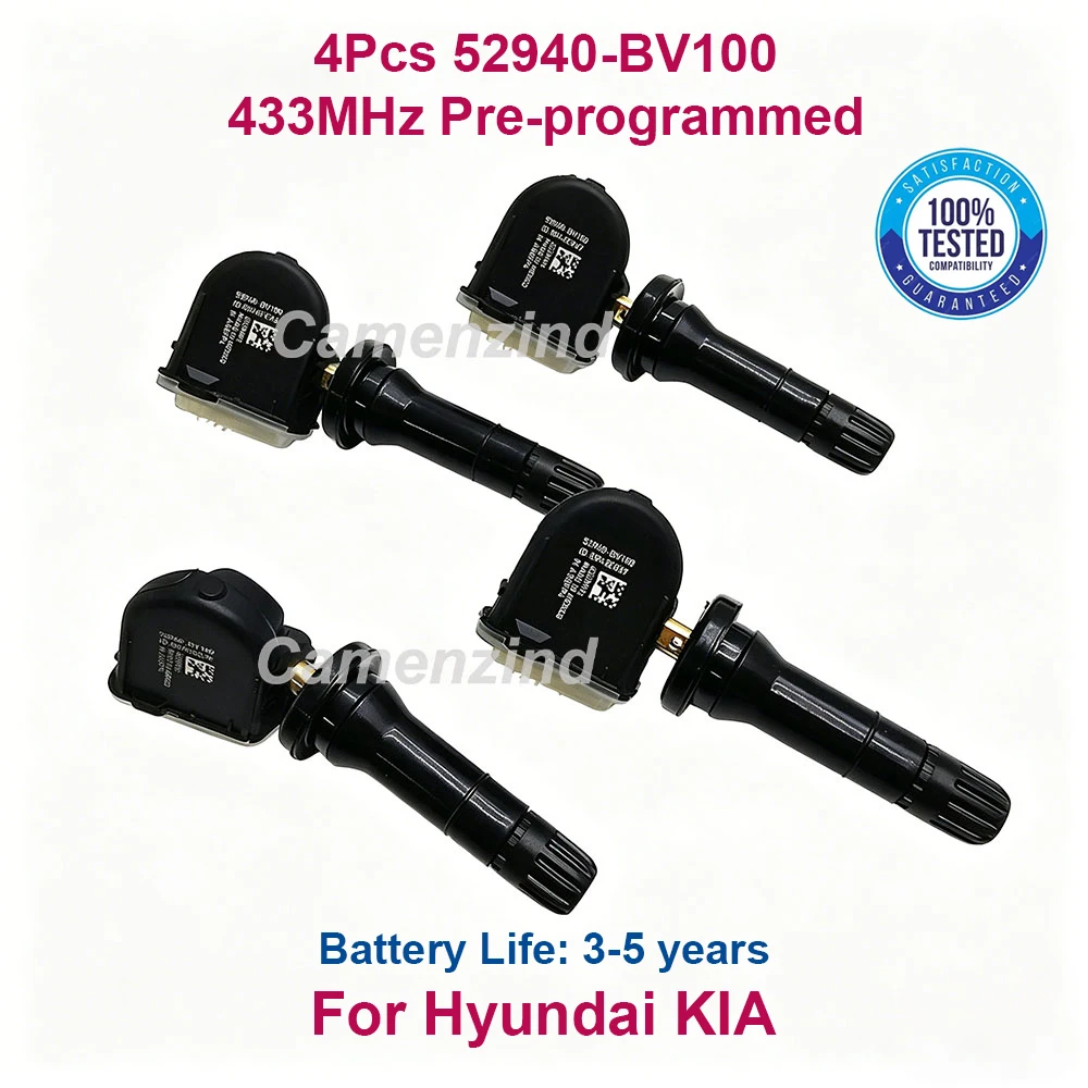 

4Pcs 52940-BV100 52940BV100 For 2021 2022 2023 2024 2025 Kia Sportage [NQ5] Hyundai Creta [SU2] Tucson [NX4] TPMS Sensor 433MHz