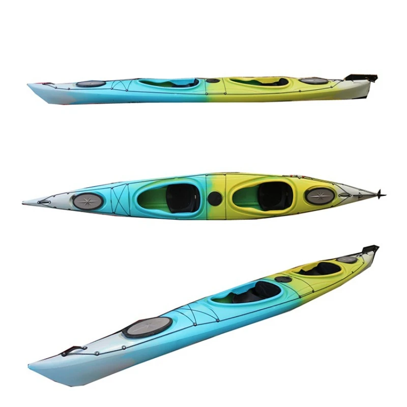 

Double Ocean Boat, Plastic Hard Boat 1 2 3 People Plastic Thickened Kayak Fishing Boat