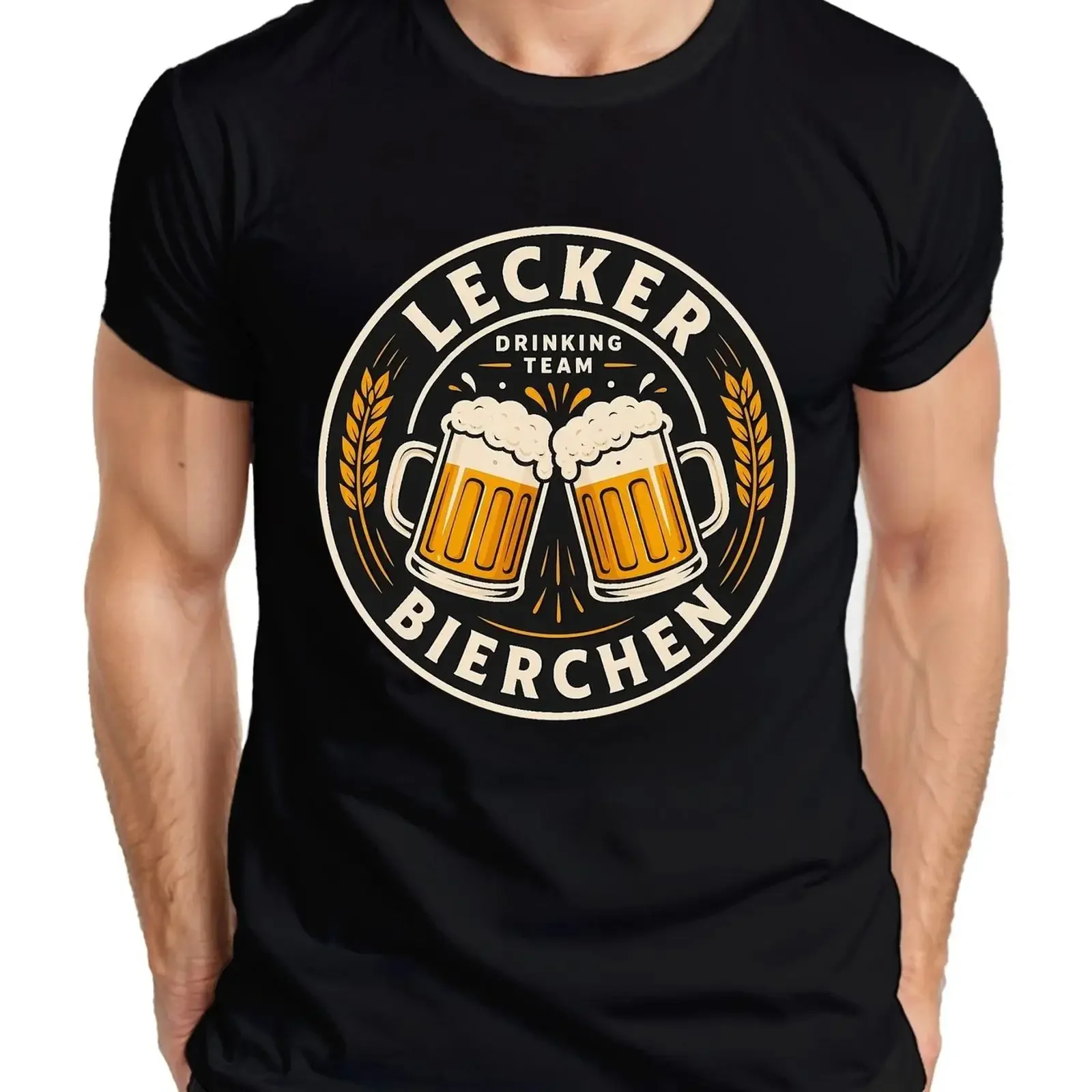 Lecker Bierchen Drinking Team Saufen Lustig Lederhose Dirndl JGA Herren T Shirt Image 1 of 4 vintage Washed Casual Soft