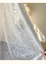 Bohemia white curtain yarn romantic 3D relief curtains for light-proof opaquefor bedroom living room balcony leaf embroidered