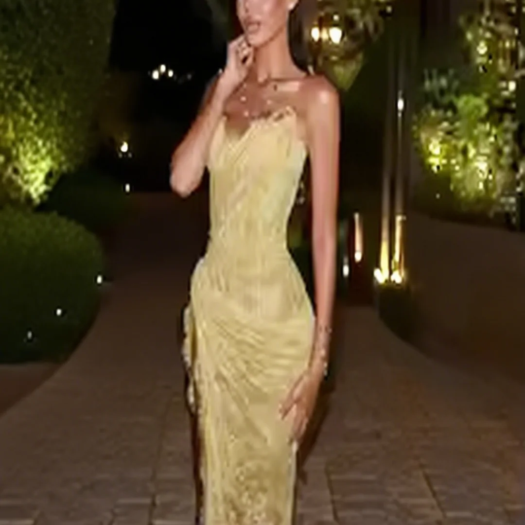 

Customized exquisite sweetheart sexy sleeveless lace asymmetrical mermaid ball gown for ladies, formal evening dress