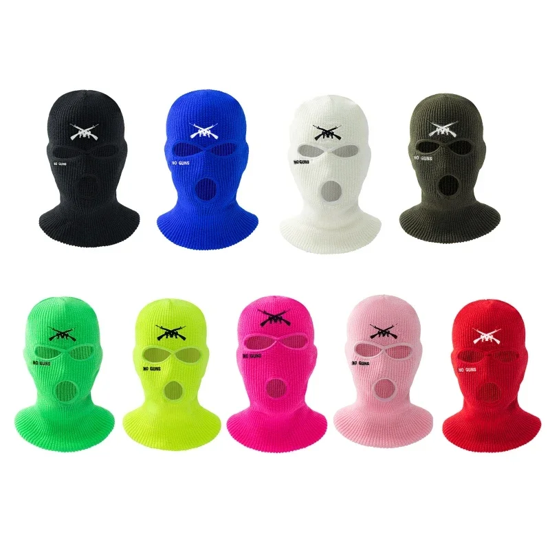 

667E Winter Warm Hat Three-hole Knitted Anti-terrorist Headgear Robber Hoed Cool Gift Head Mask Outdoor Thermal Warm