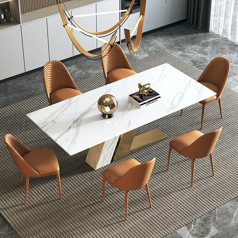 

※a Light Luxury Minimalist Stainless Steel Dining Table and Chair Customized Dinning Furniture Marble Dining Tables