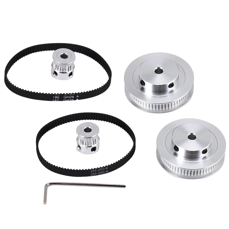 2 Kit GT2 Synchronous Wheel 20&60 Teeth 5Mm Bore,Aluminum Timing Pulley With 2 Pcs Length 200Mm Width 6Mm Belt(Bore 5Mm)