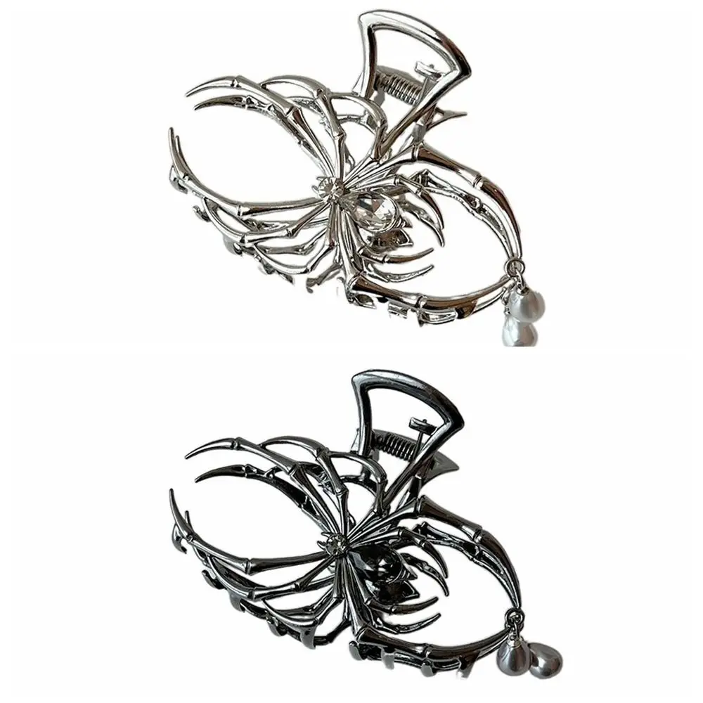 Creative Hollow Spider Hair Claw Pearl rhinestone Large Shark Clip Korean Style Headwear Metal Hair Claw Party - view 5
