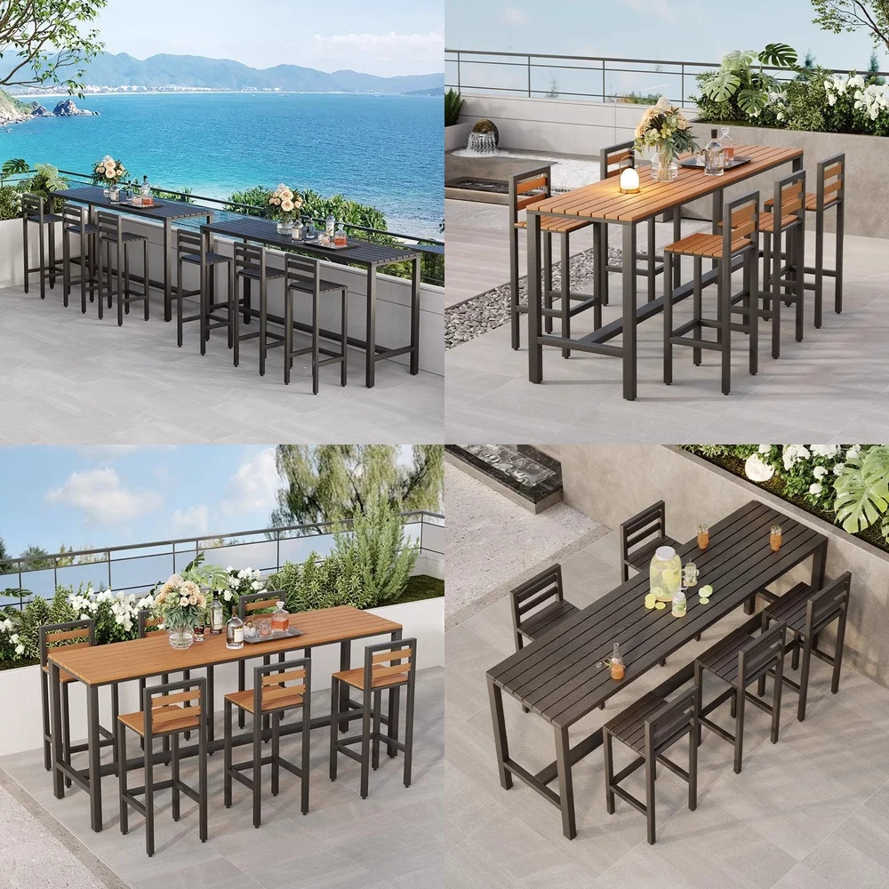 Outdoor Bar Table and Chairs Set for Milk Tea Shop Open Air Cafe Household Balcony Against Wall Courtyard High Table Chair