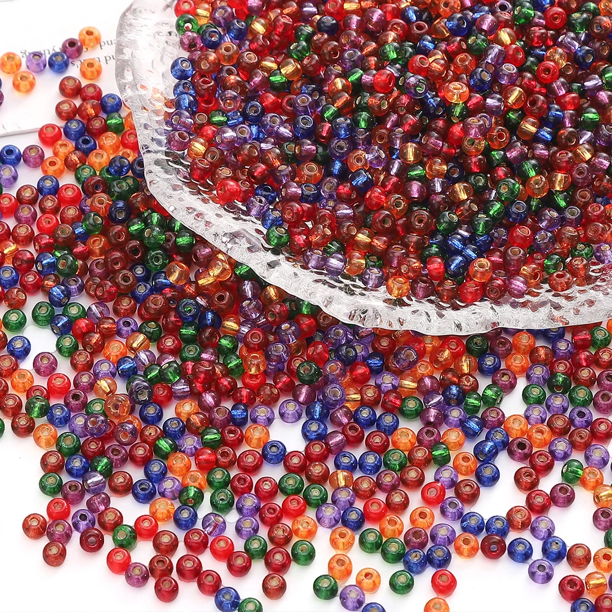 300pcs 3mm Silver Colour Inside Mini Beads High Quality Glass Rice Beads DIY Bracelets Necklace Ring Making Beads For  Art Craft