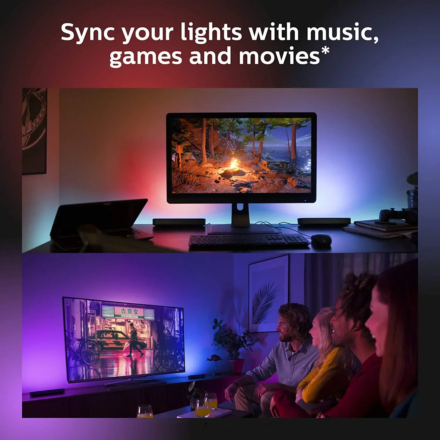 Xiaomi USB LED Pickup Night Light Strip RGB Lamp WIFI Tuya Music Rhythm TV Ambient Light For Gaming Room Beside Table Decor