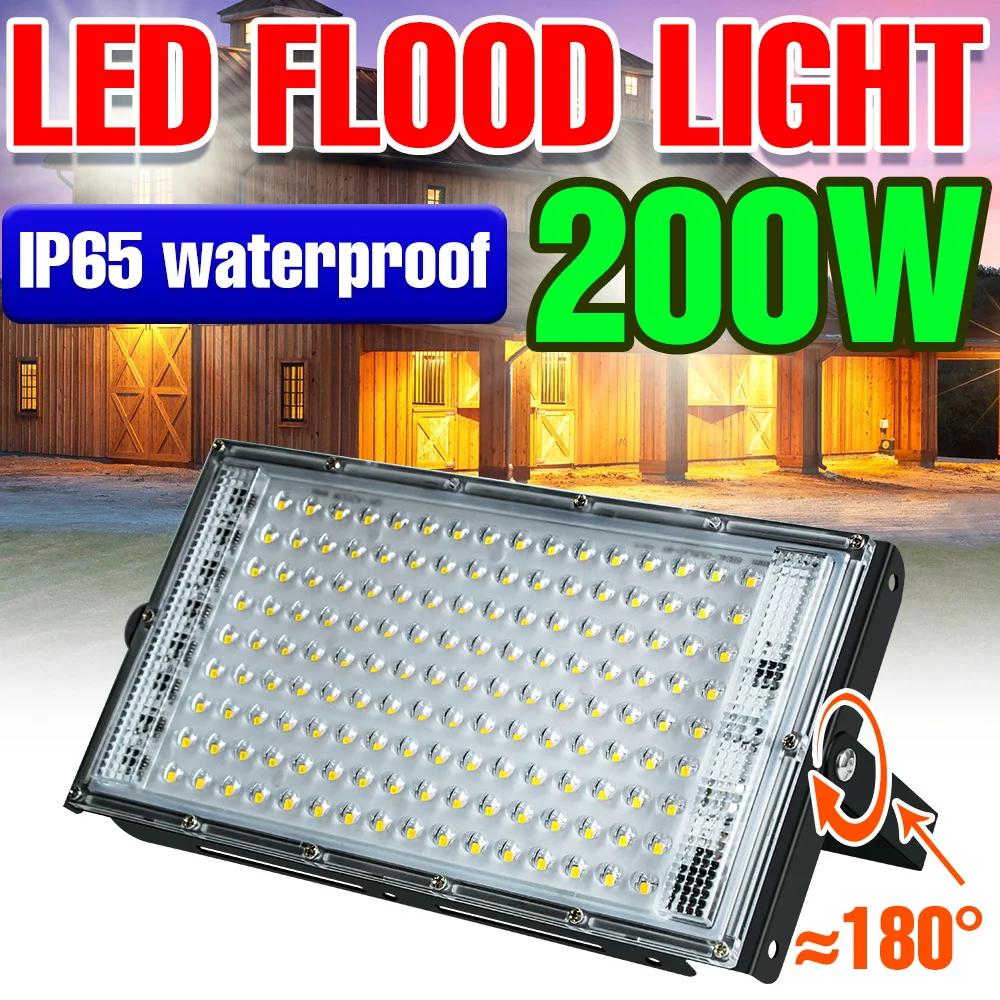 200W LED Floodlight Outdoor Spotlights Waterproof 220V Reflector Wall Lamp Garden Exterior Lighting Cold/Warm White 25W 50W 100W