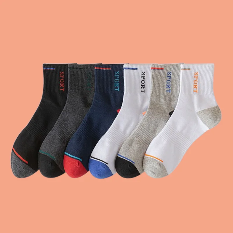 

5/10 Pairs Fashion Mid-tube Casual Socks Sweat-absorbent Breathable Student Four Seasons Sports Socks Men's Solid Color Socks