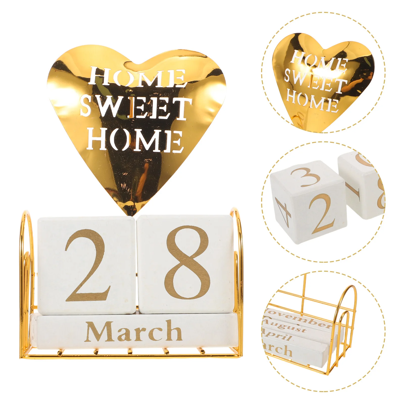 

Farmhouse Desk Calendar Wood Block Flip Design Perpetual for Home Office Decorative Wooden Calendar Stand