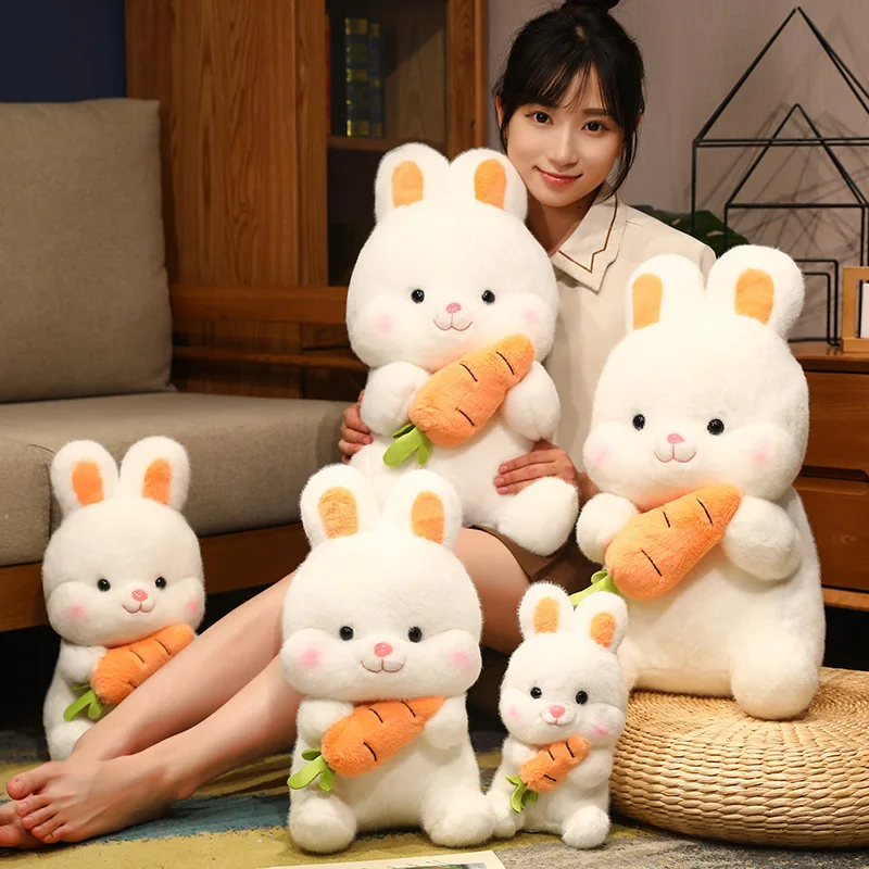 Kawaii Carrot Rabbit Plush Toy Cute Rabbit Doll Fill The Pillow Soft Animal Mat Room Decorations Girl And Child Birthday Gifts