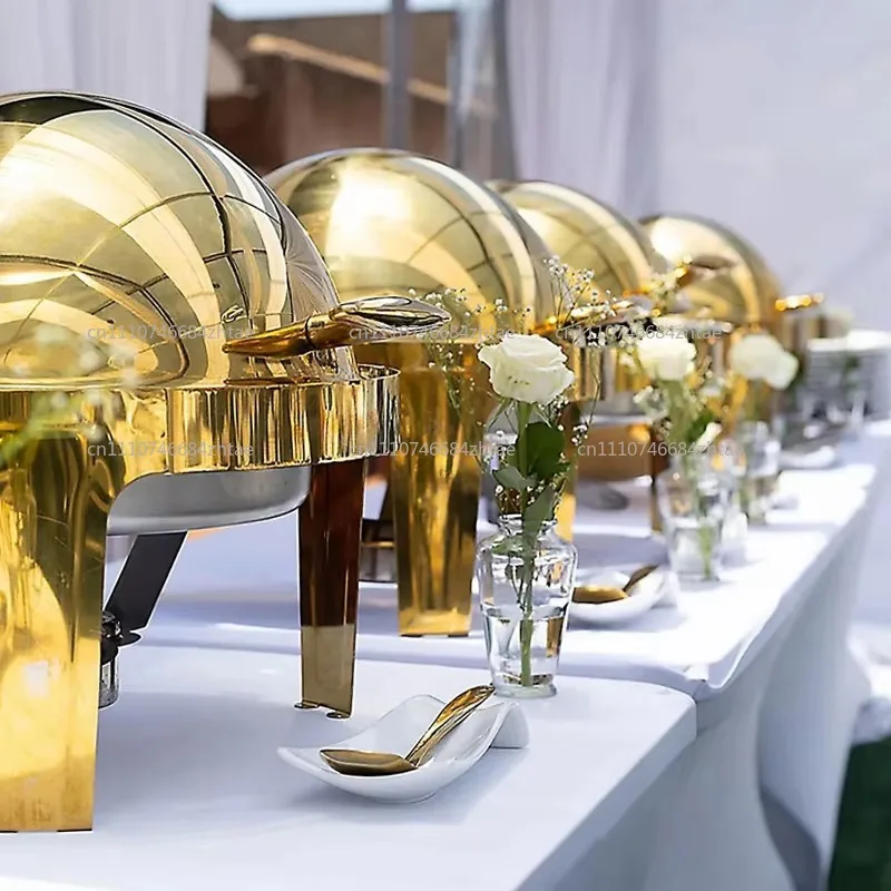 Lux-ury Round 6L Stainless Steel Buffet Servers Collection Multi-Style OEM Solutions Private Label Wholesale Chafing Dish