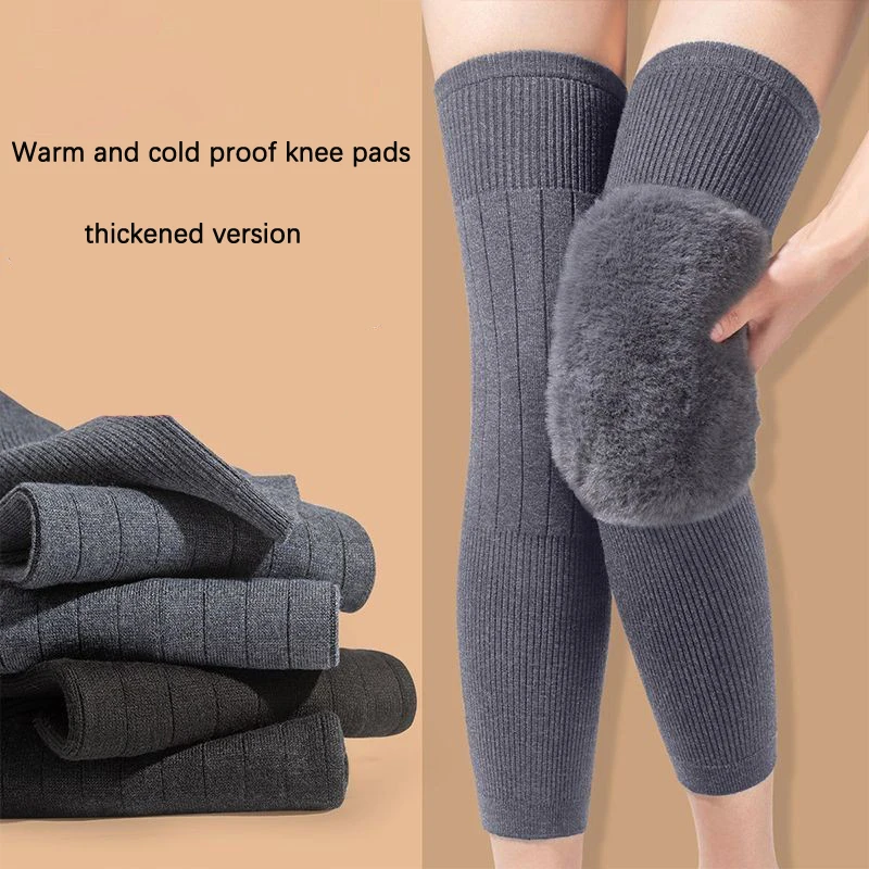 Thickened cashmere knee pads with added fleece for warmth and protection in autumn and winter, suitable for both men and women