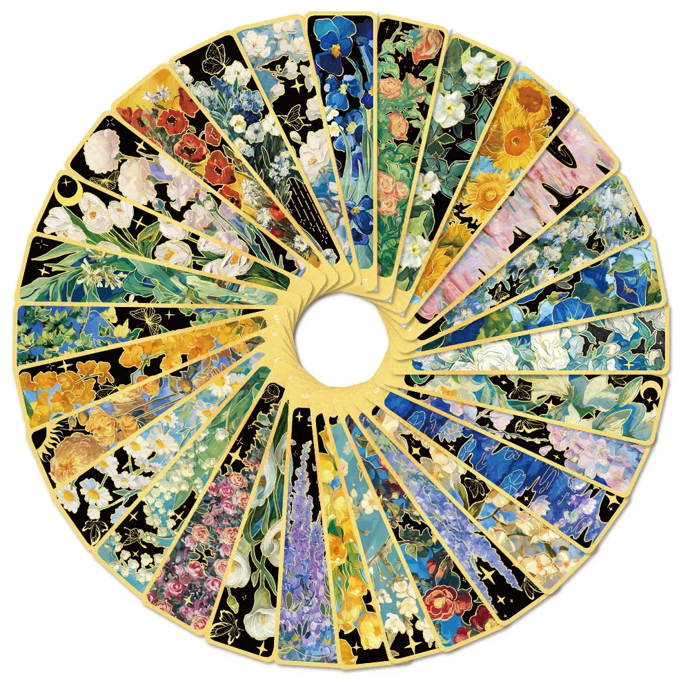 30Pcs/Set Flower Scenery Plant Oil Painting Bookmarks Decoration Desktop Book Holder Student Stationery Bookmark Gift