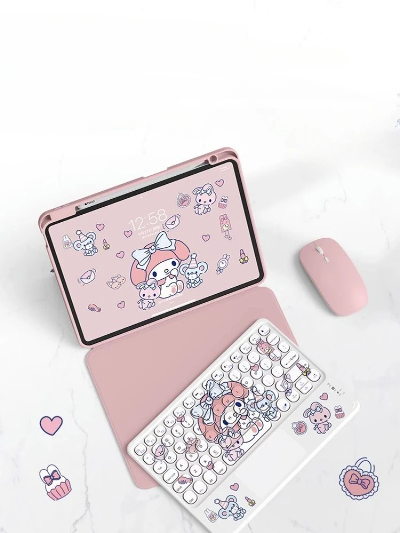 Sanrios Anime Kawaii Kuromi My Melody Pochacco Cute Girl Suitable for IPadPro11 Bluetooth Keyboard Protector with Pen Slot