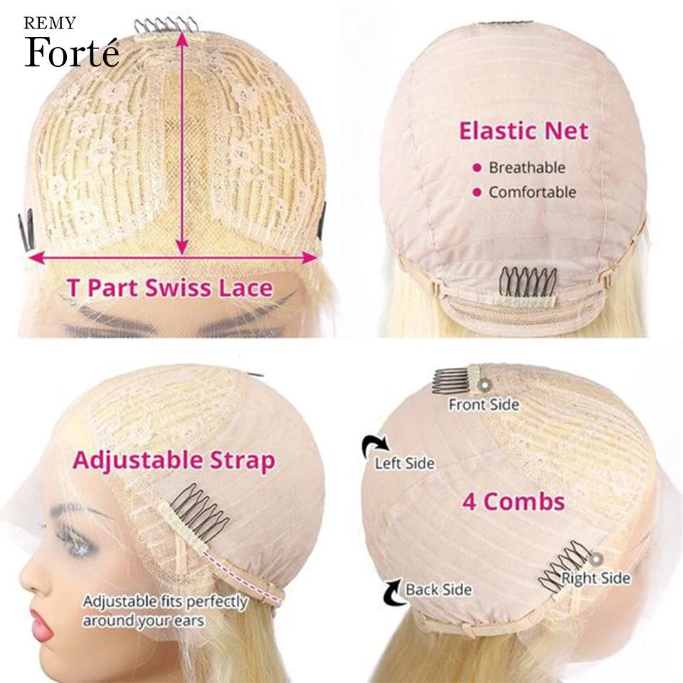 Perucas Curtas de Renda Bob para Mulheres, 100% Cabelo Humano Brasileiro, Loiro Laranja Gengibre, Loiro Destaque, 99J, P4, 27, 180%