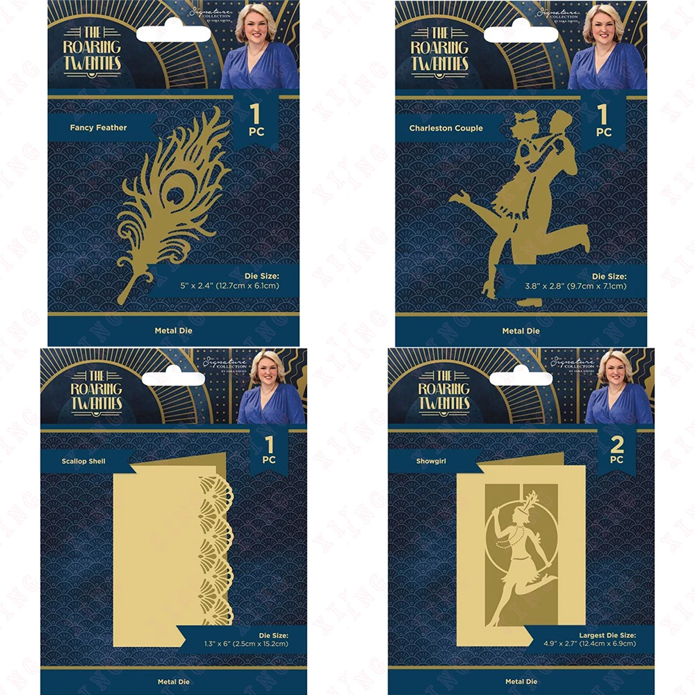 New Diy Metal Cutting Dies Fancy Feather Scallop Shell Charleston Couple Showgirl Scrapbook Decoration Embossing Craft Card Mold