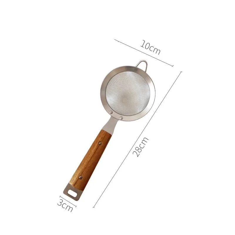 Wooden Handle Wire Fine Mesh Fries Dumpling Sieve Colander Sifter Flour Oil Strainer Frying Spoon Filtering Food Kitchen Tools