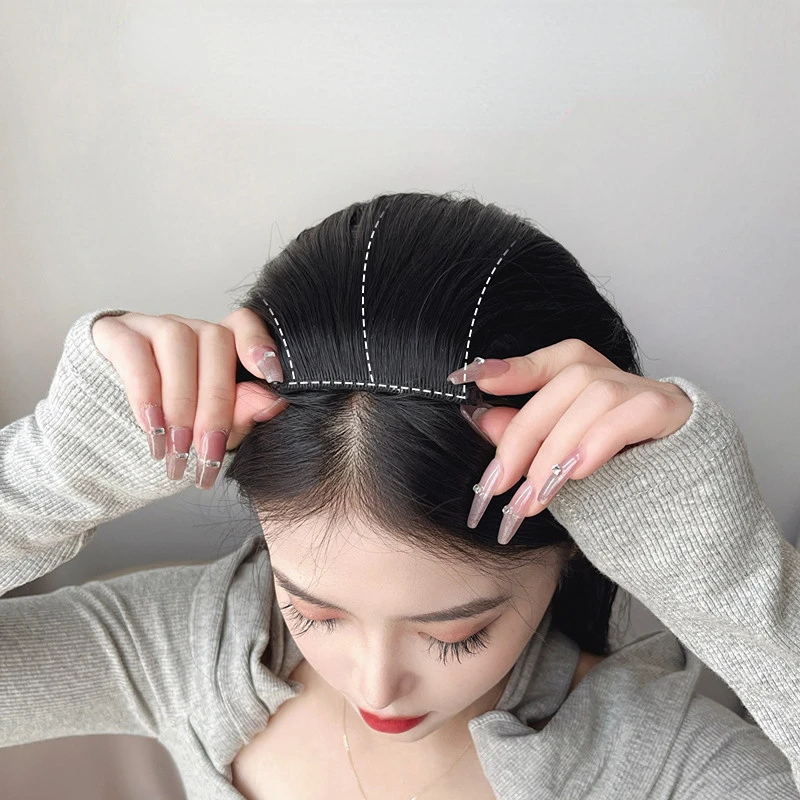 10/20cm Invisible Seamless Fluffy Top Hair Pads Top Cover Increase Hair Volume Synthetic Comb Hair Patch Hair Extension Hair Pad