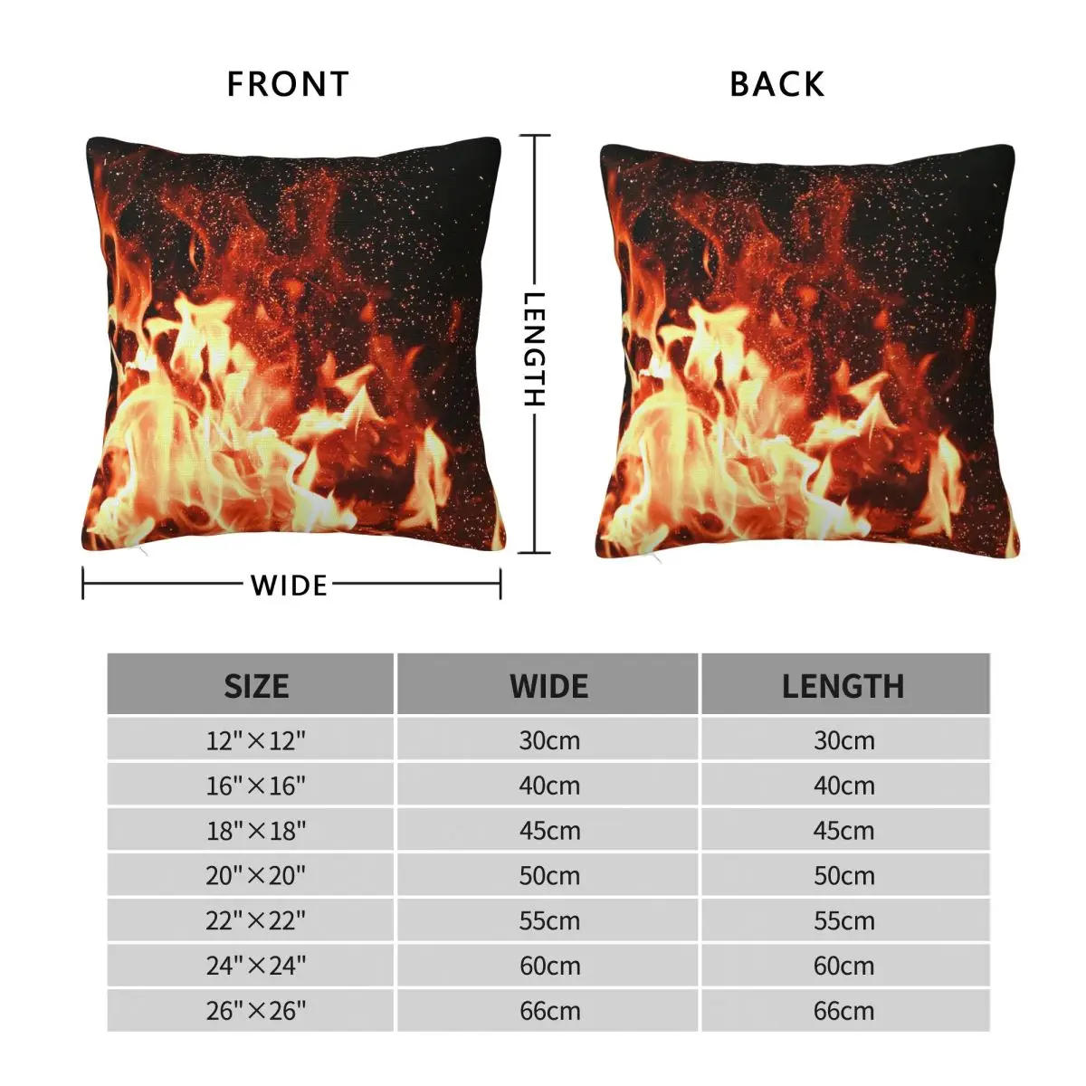 Burning Fire With Sparks Square Pillowcase Pillow Cover Polyester Cushion Zip Decorative Comfort Throw Pillow for Home Bedroom