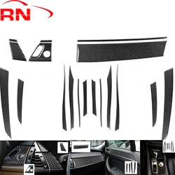 For BMW X5 E70 07-09 Carbon Fiber Door Co-pilot Storage Box Gear Shift Panel 19 Pcs Trim Strips Car Interior Wood grain Sticker