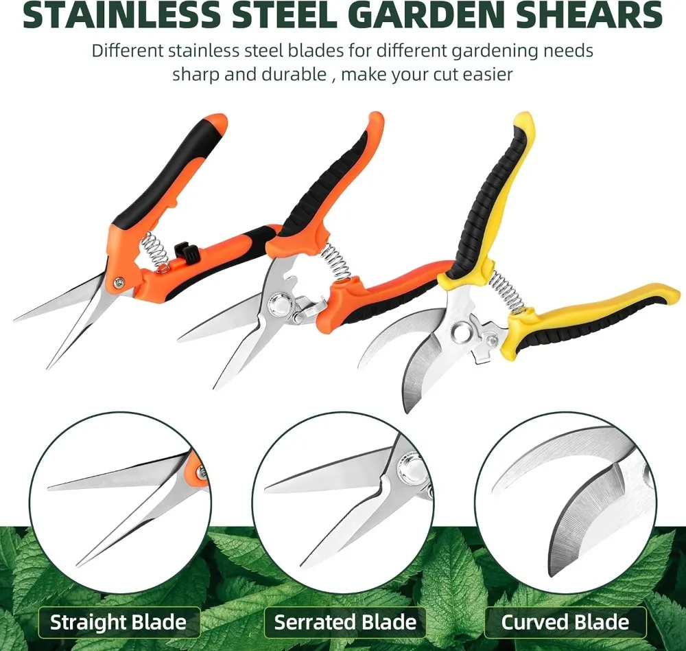 1/3-teiliges Gartenschere-Set, ergonomische, rutschfeste Griffe, Sicherheitsverriegelung, Gartenschere für Anfänger, zum Schneiden von Rosen und mehr – Detail 6