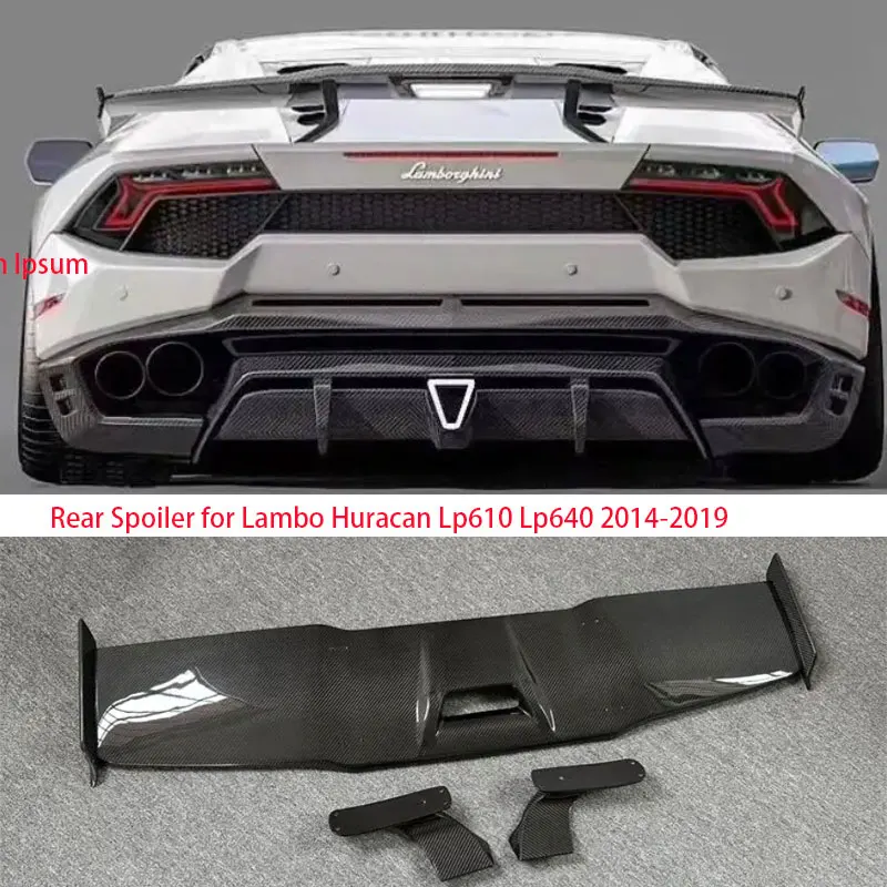 

Real DRY Carbon Fiber Car Rear Wing Trunk Lip Spoiler For Lamborghini Huracan LP580 LP610 2014 2015 2016 2017 2018 2019 2020